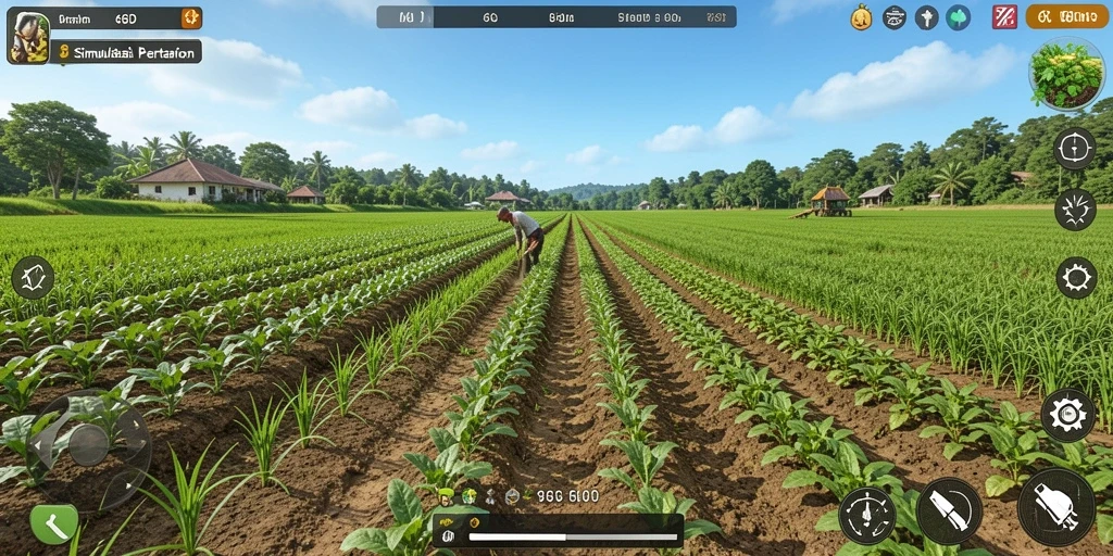 Tangkapan layar gameplay <strong>66D</strong> menunjukkan proses bertani yang menyenangkan dan interaktif.