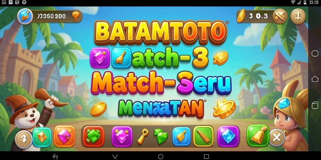 Tampilan seru gameplay Match-3 di BATAMTOTO.
