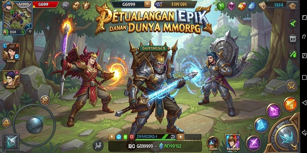 Tampilan gameplay GG999 dengan aksi pertempuran yang seru dan grafis menawan.