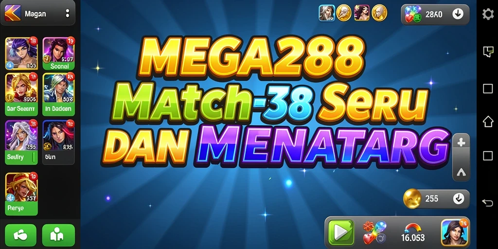 Tampilan gameplay MEGA288 yang penuh warna dan menarik.
