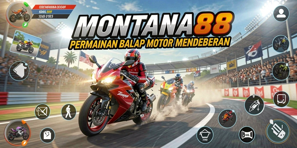 Screenshot MONTANA88 menampilkan aksi balapan motor yang seru dan mendebarkan.