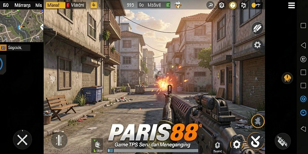 Tangkapan layar menunjukkan aksi mendebarkan dalam game TPS PARIS88.