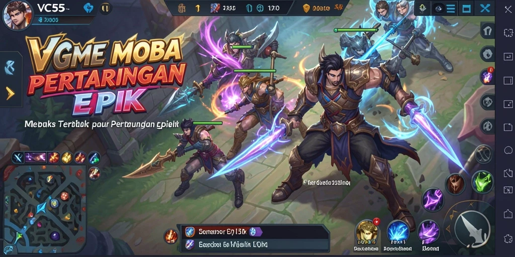 Screenshot gameplay VC55 yang menampilkan pertarungan intens dalam game MOBA.